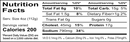 western spicy chicne patty 1lb nutrition facts
